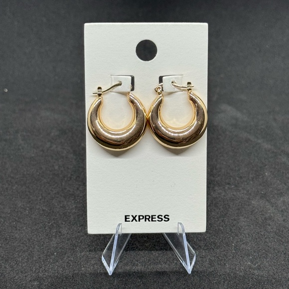 Express Gold Hoop Earrings - Picture 1 of 4